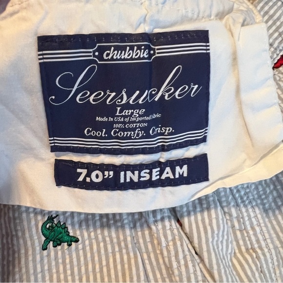 Chubbies Seersucker Shorts Embroidered Dinosaur Print - Picture 5 of 5